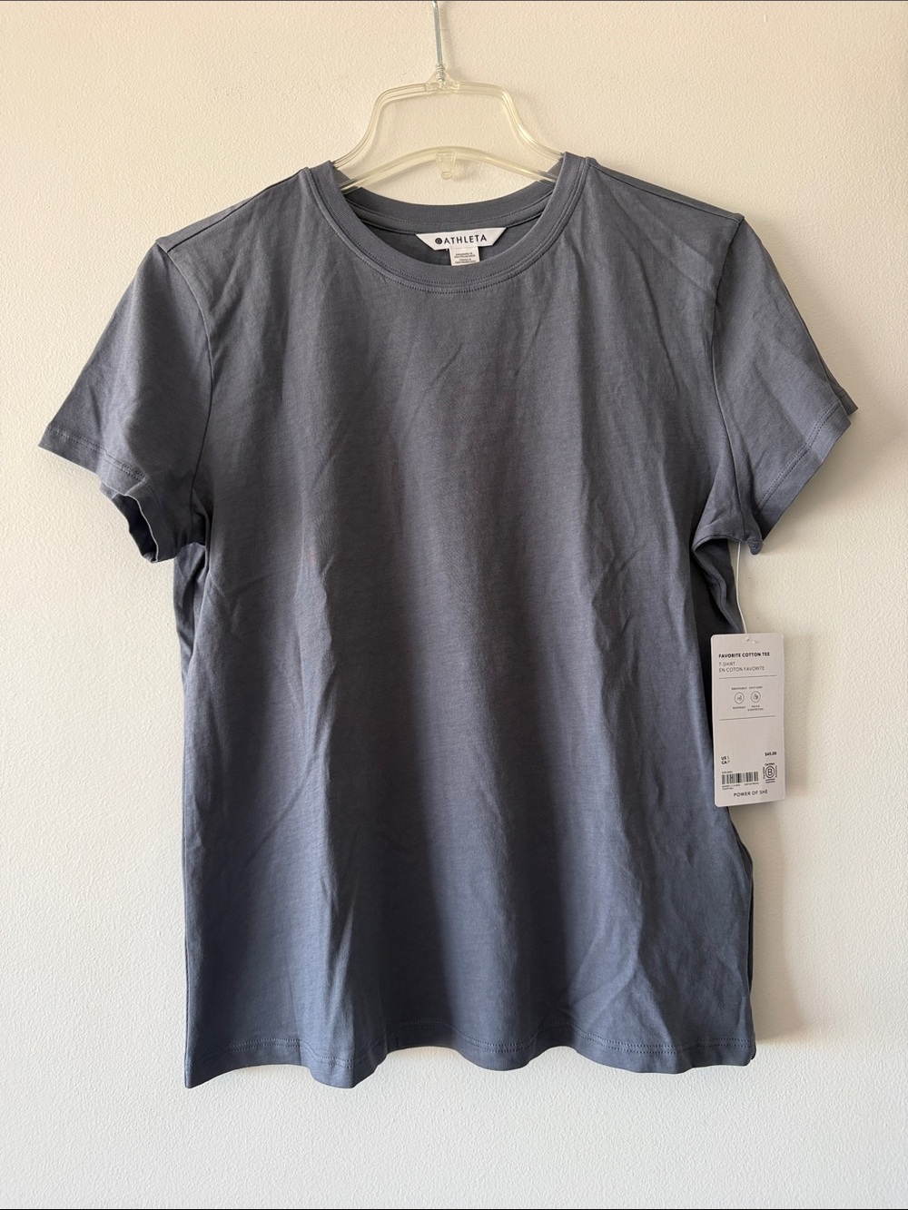 NWT Athleta Favorite Cotton Classic Tee Shirt Slate Blue Grey Small Short Sleeve